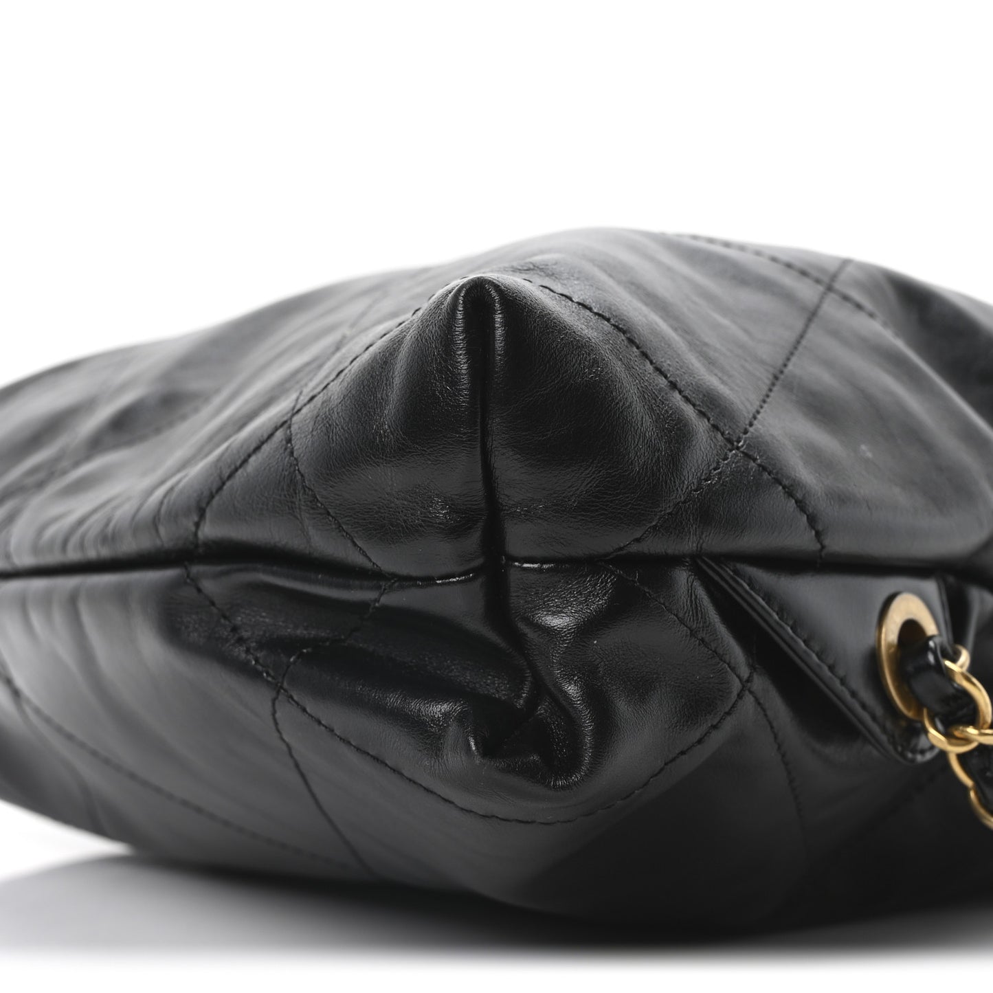 Shiny Calfskin Quilted Chanel 22 Backpack Black