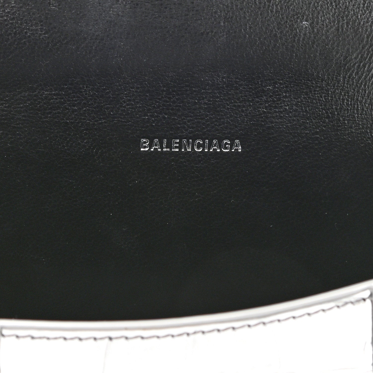 Balenciaga Metallic Calfskin Crocodile Embossed Hourglass Top Handle Bag XS Silver 6 of 8