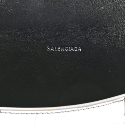 Balenciaga Metallic Calfskin Crocodile Embossed Hourglass Top Handle Bag XS Silver 6 of 8