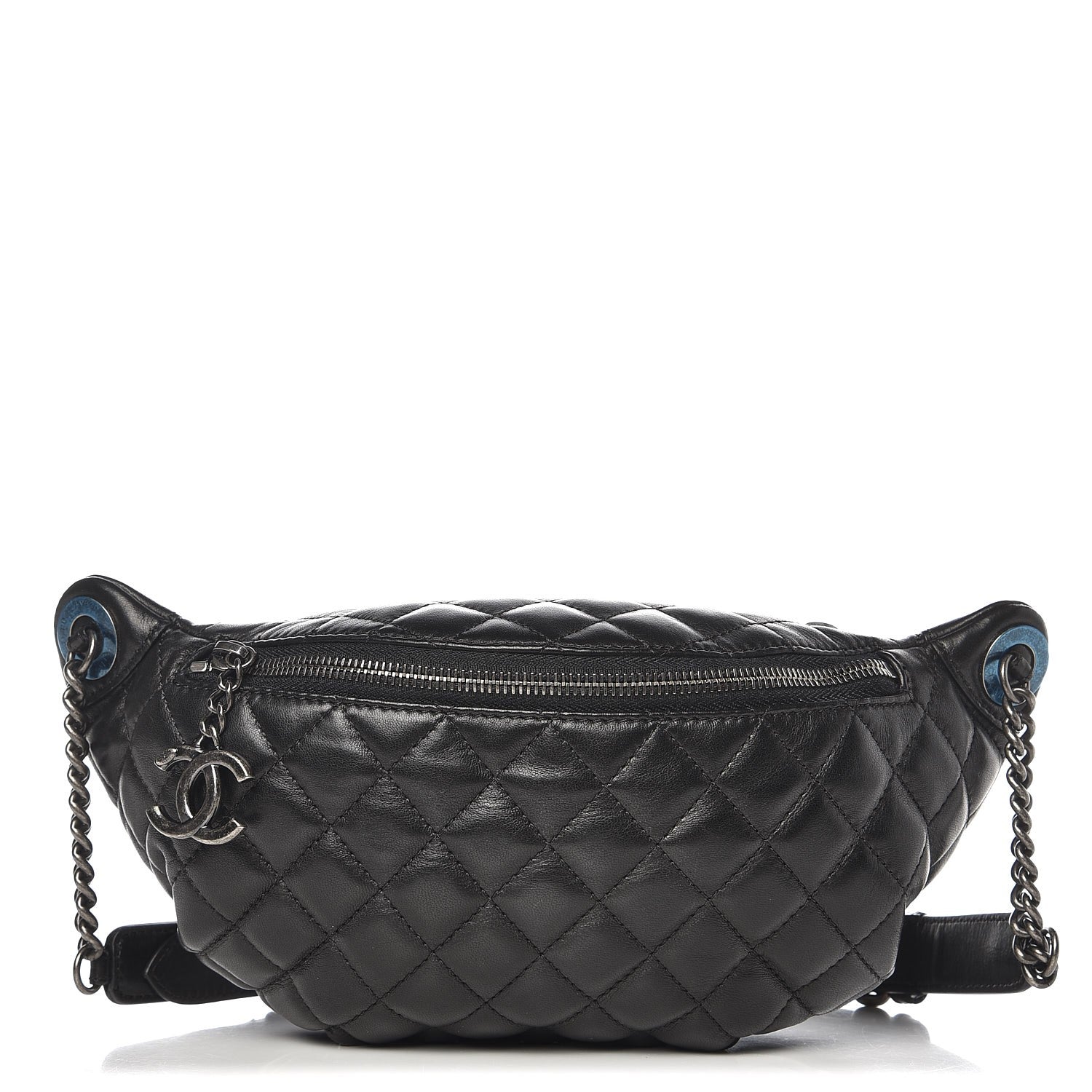 Chanel Lambskin Quilted Banane Waist Bag Fanny Pack Black 1 of 7