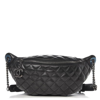 Chanel Lambskin Quilted Banane Waist Bag Fanny Pack Black 1 of 7