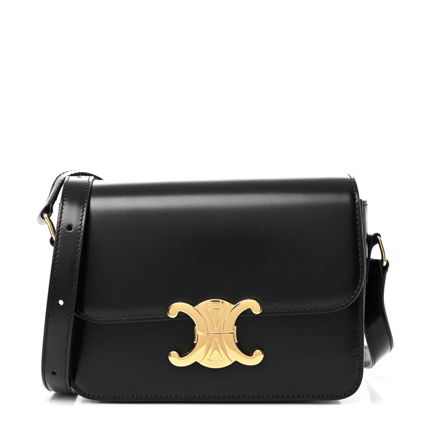 Celine Shiny Calfskin Teen Triomphe Black 1 of 10