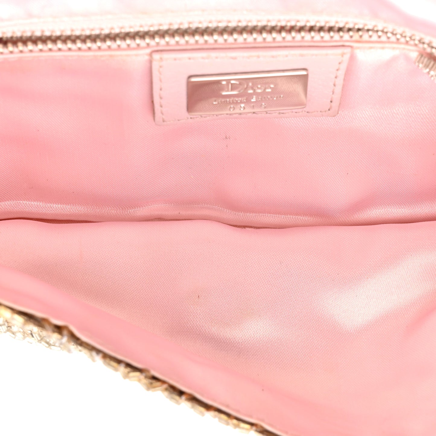 Beaded Fabric Flap Clutch Beige