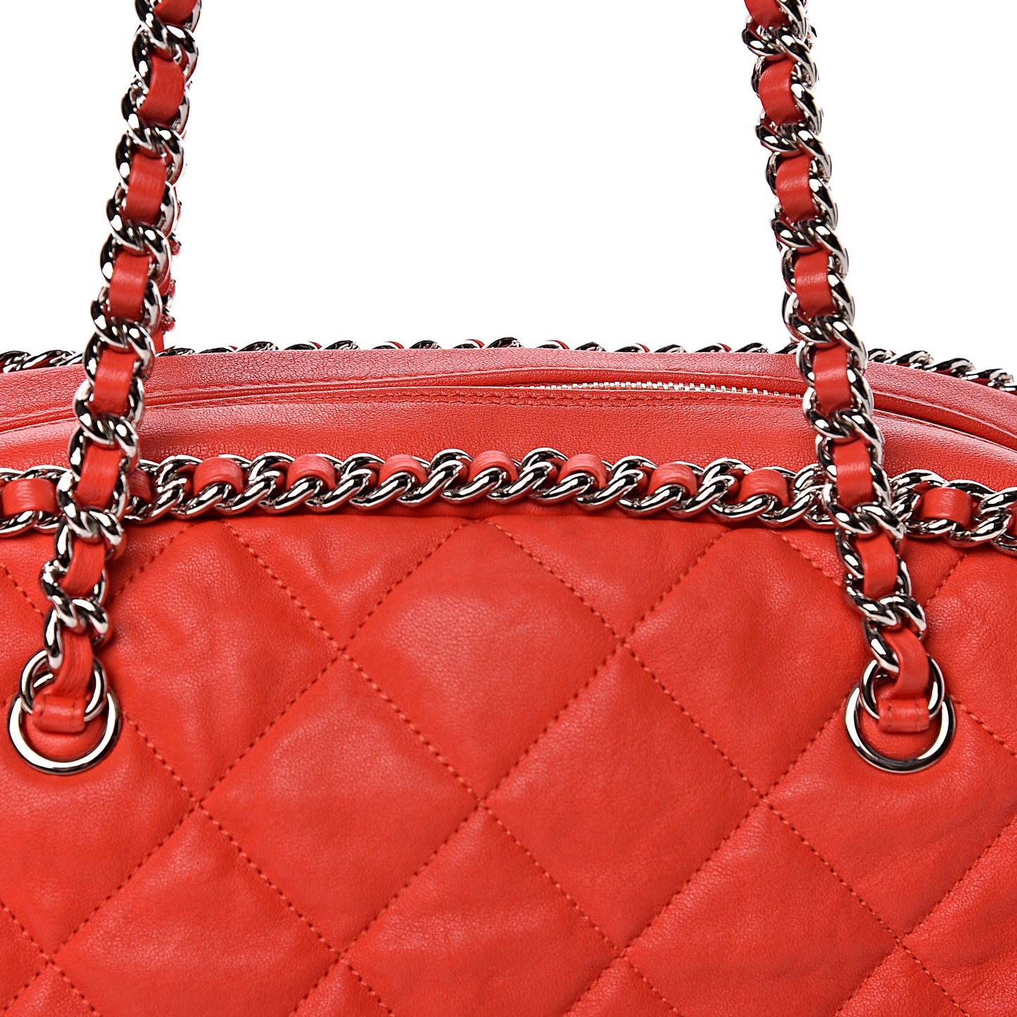Washed Lambskin Chain Around Bowler Red