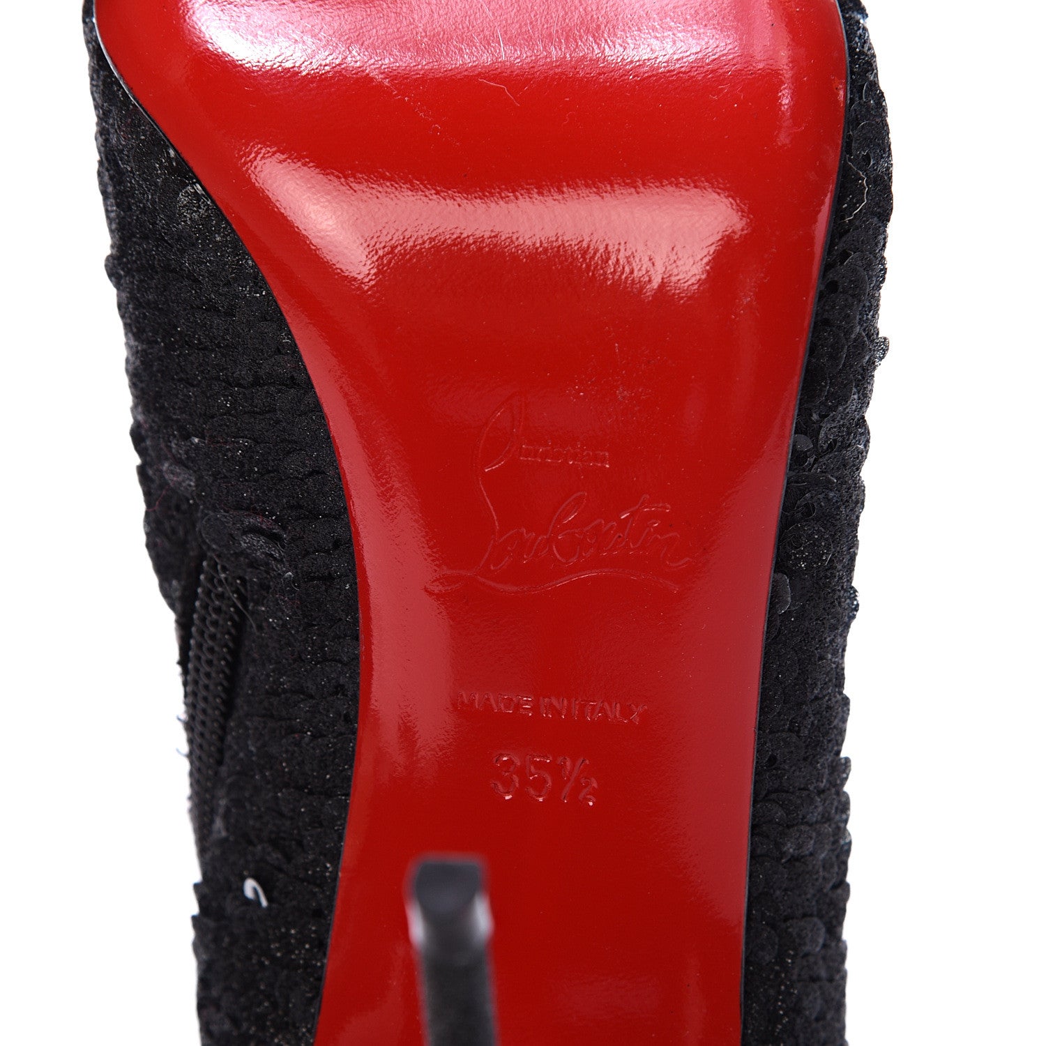 Christian Louboutin Calfskin Glitter Paillete Moulakate 100 Ankle Boot 35.5 Charbon 8 of 11