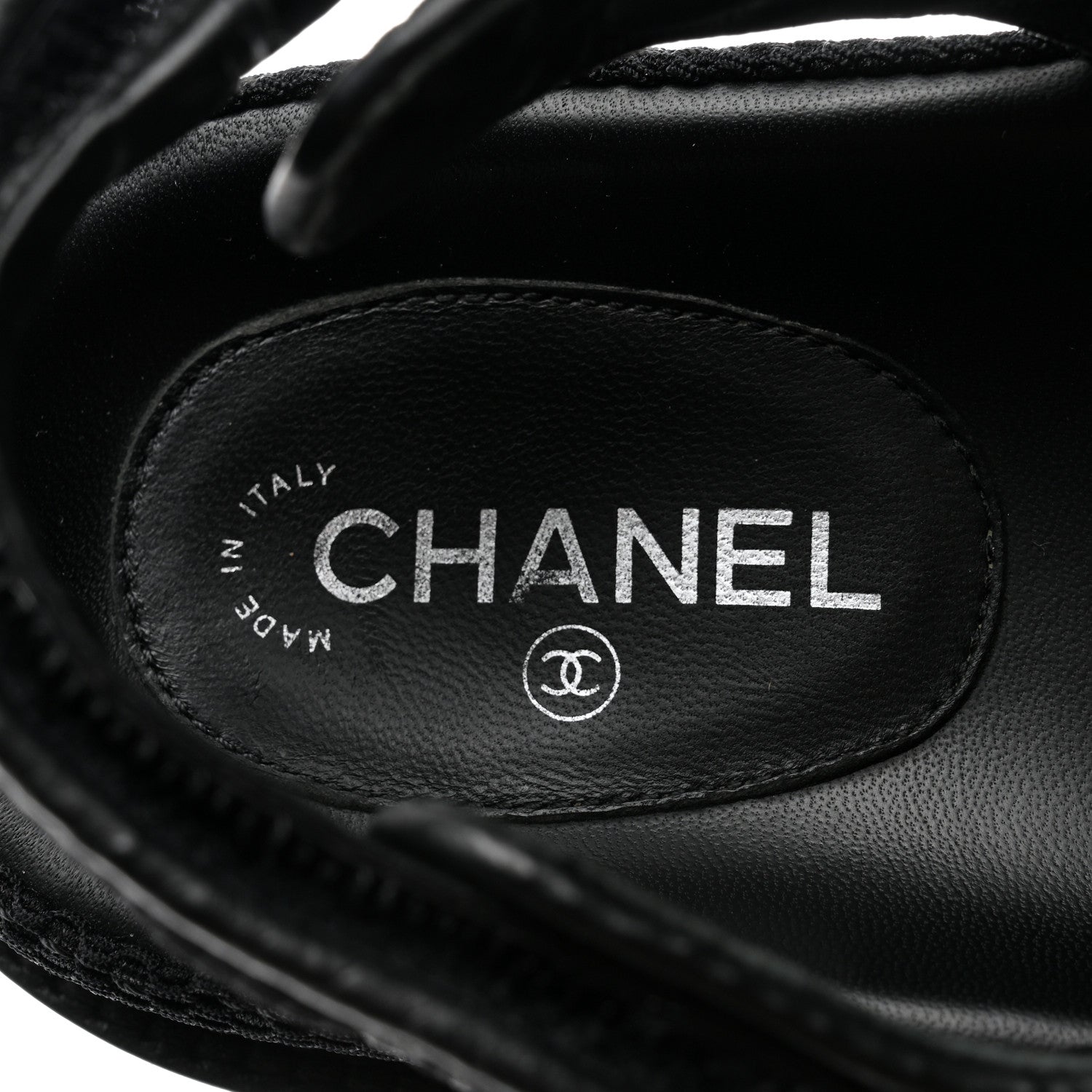 Chanel Fabric Velcro Dad Sandals 38 Black 7 of 9