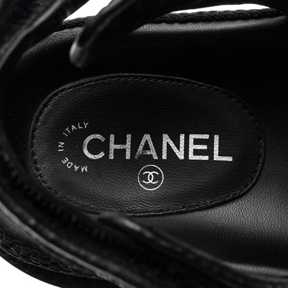 Chanel Fabric Velcro Dad Sandals 38 Black 7 of 9