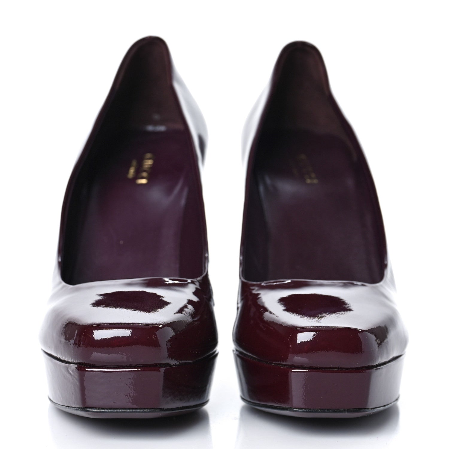 Gucci Patent Platform Pumps 38 Bordeaux 2 of 8