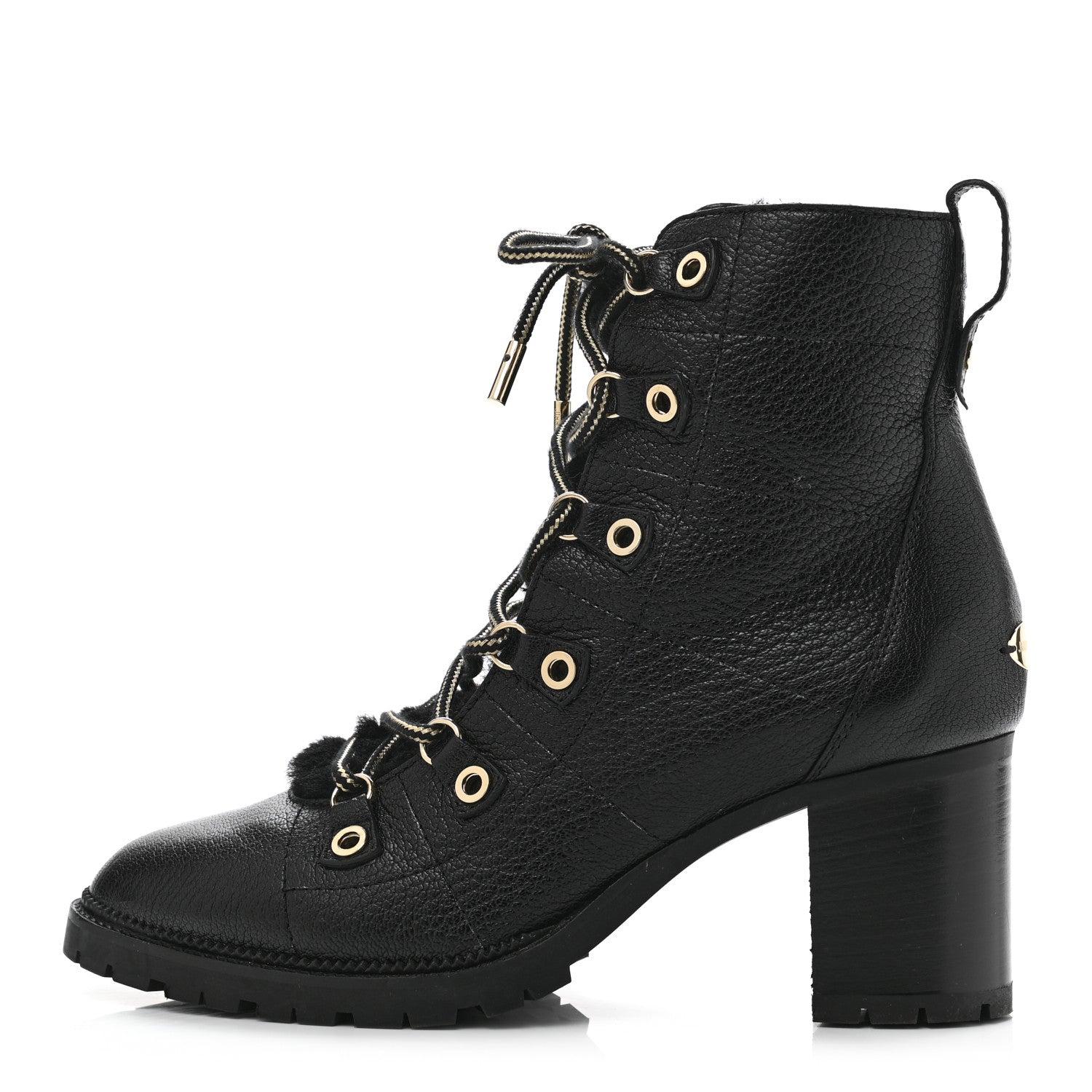 Jimmy Choo Grainy Calfskin Shearling Hillary 65 Boots 40 Black 1 of 10