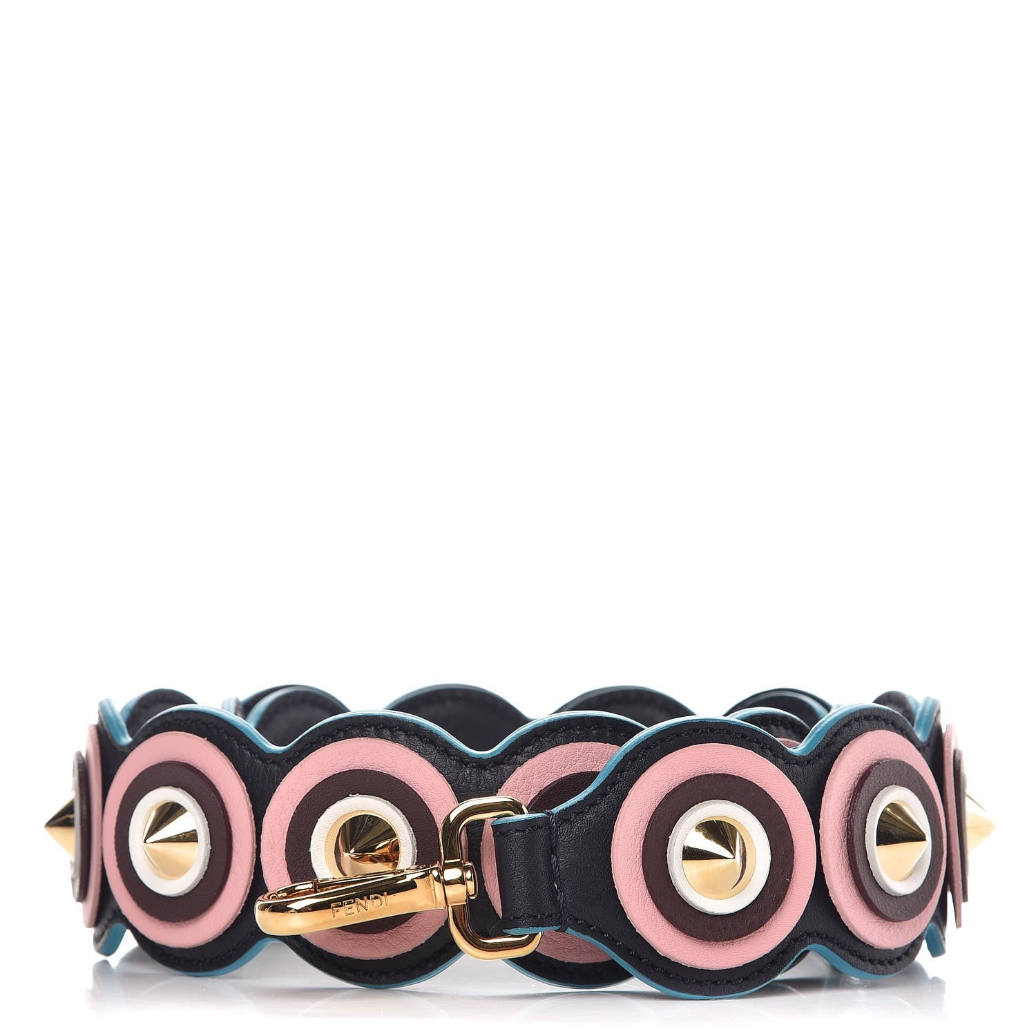 Fendi Vitello Dolce Spike Studded Circle Strap You Blue Notte Multicolor 1 of 4