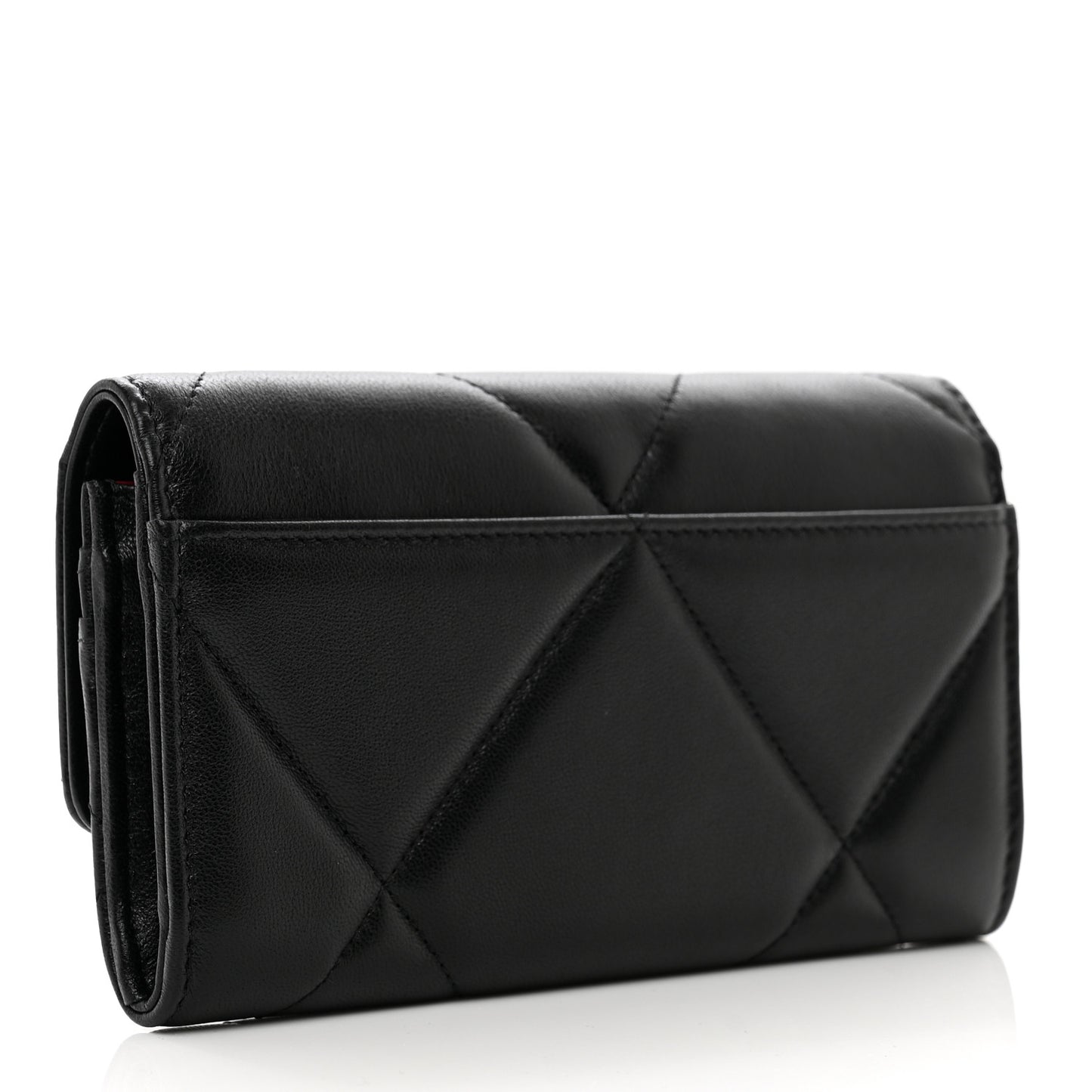 Lambskin Quilted Chanel 19 Flap Wallet Black