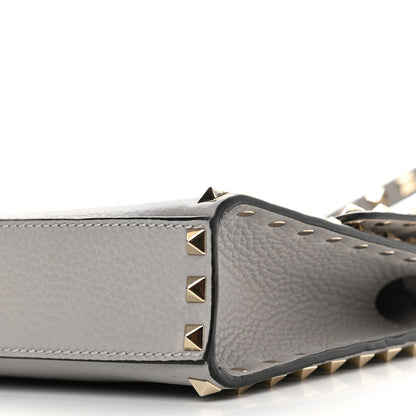 Valentino Garavani Pebbled Calfskin Medium Rockstud Flip Lock Crossbody Bag Pastel Grey 7 of 7
