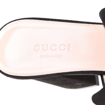 Gucci Kid Scamosciato GG Marmont Fringe 75mm Slide Sandals 35.5 Black 8 of 11
