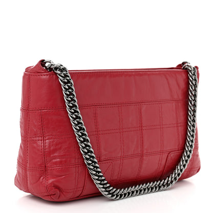 Chanel Lambskin Square Stitched Lax Shoulder Bag Red 3 of 10