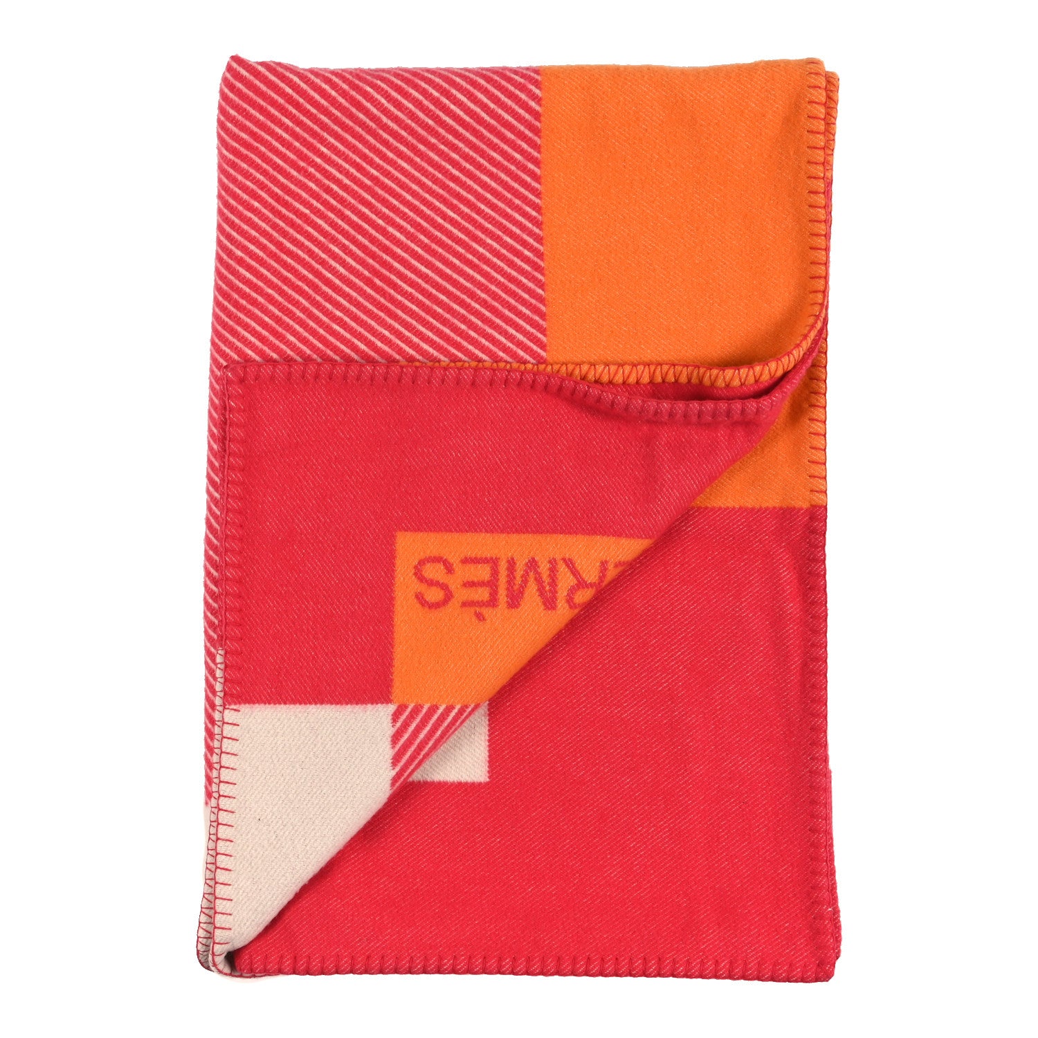 Hermes Wool Cashmere H Riviera Blanket Terracotta 1820766