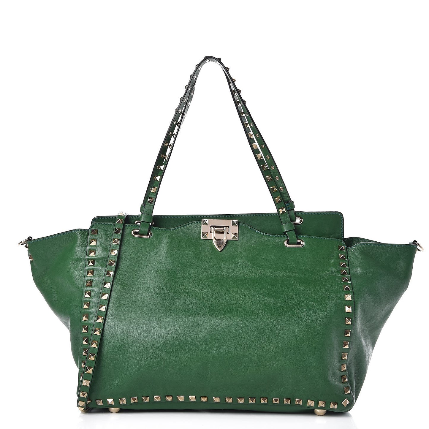 Vitello Medium Rockstud Tote Emerald