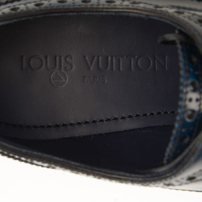 Louis Vuitton Glazed Matte Calfskin Mens Richelieu Oxfords 8 Marine 8 of 8