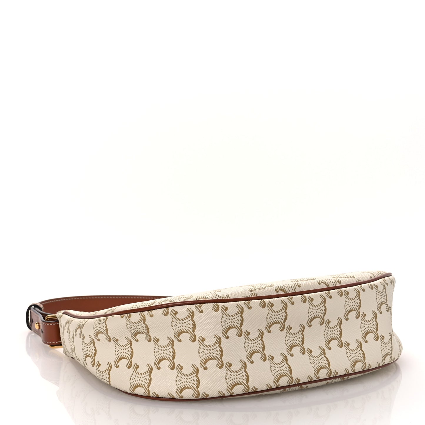Canvas Calfskin Ava Triomphe Shoulder Bag White