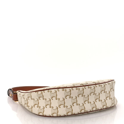 Celine Canvas Calfskin Ava Triomphe Shoulder Bag White 4 of 13