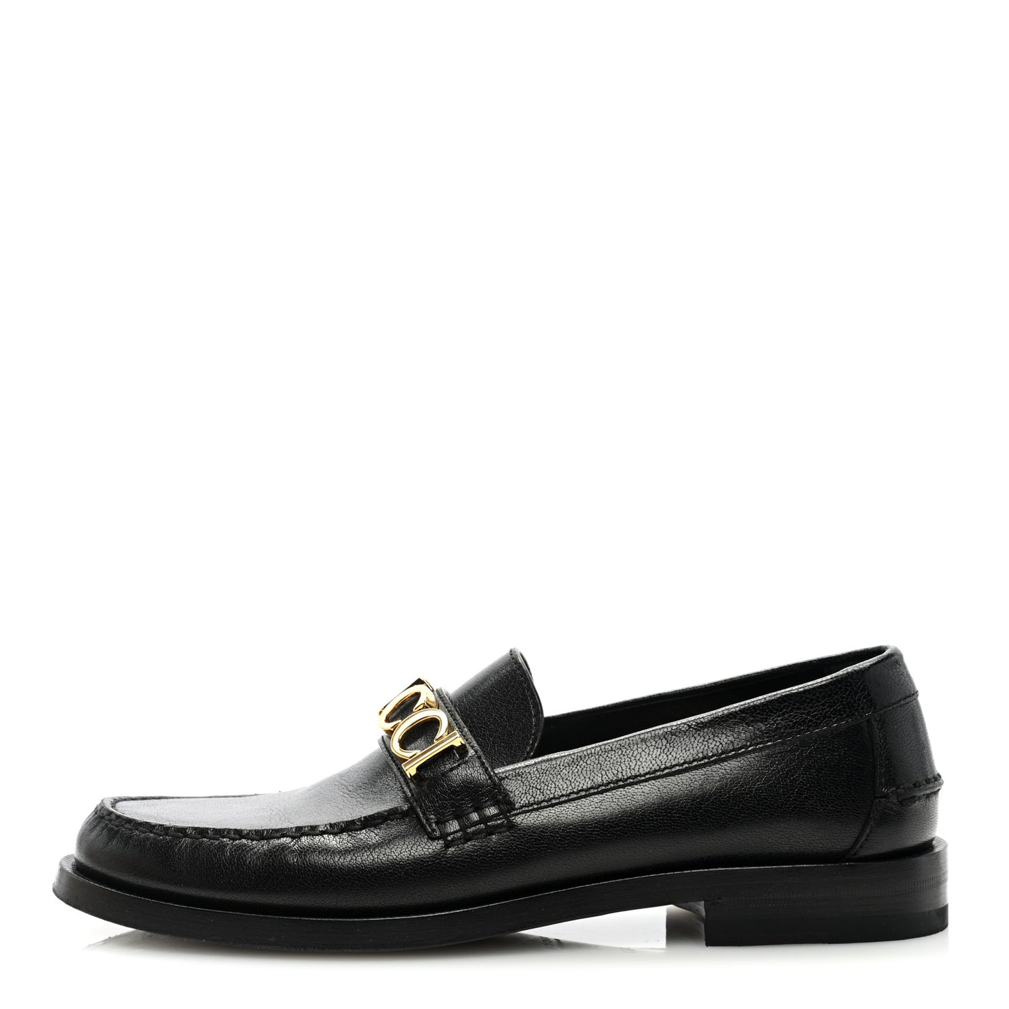 Goatskin Womens Logo 15mm Loafers 40 Black
