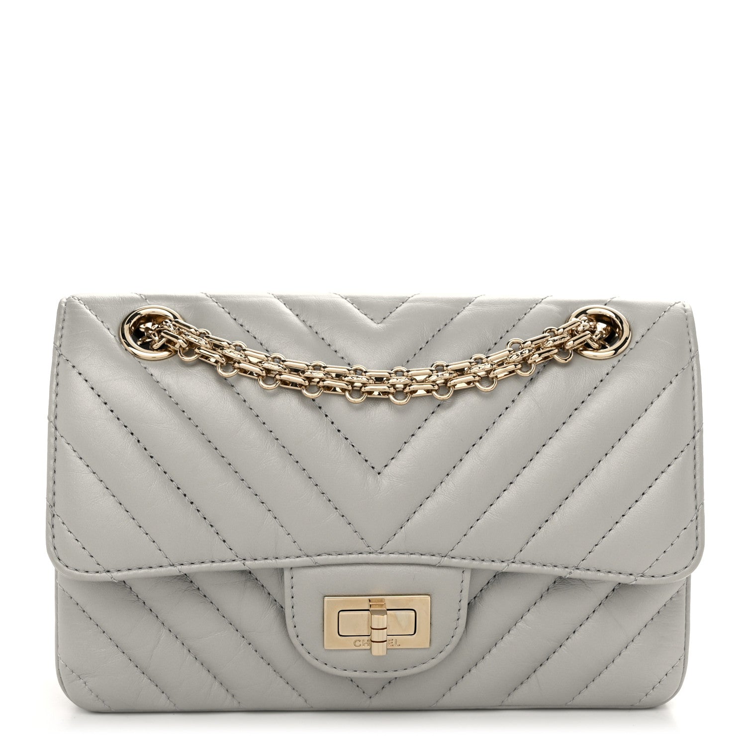 Chanel Metallic Aged Calfskin Chevron Quilted 2.55 Reissue Mini Flap Silver 1 of 10