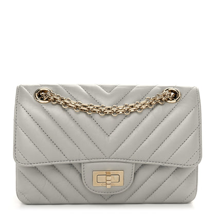 Chanel Metallic Aged Calfskin Chevron Quilted 2.55 Reissue Mini Flap Silver 1 of 10