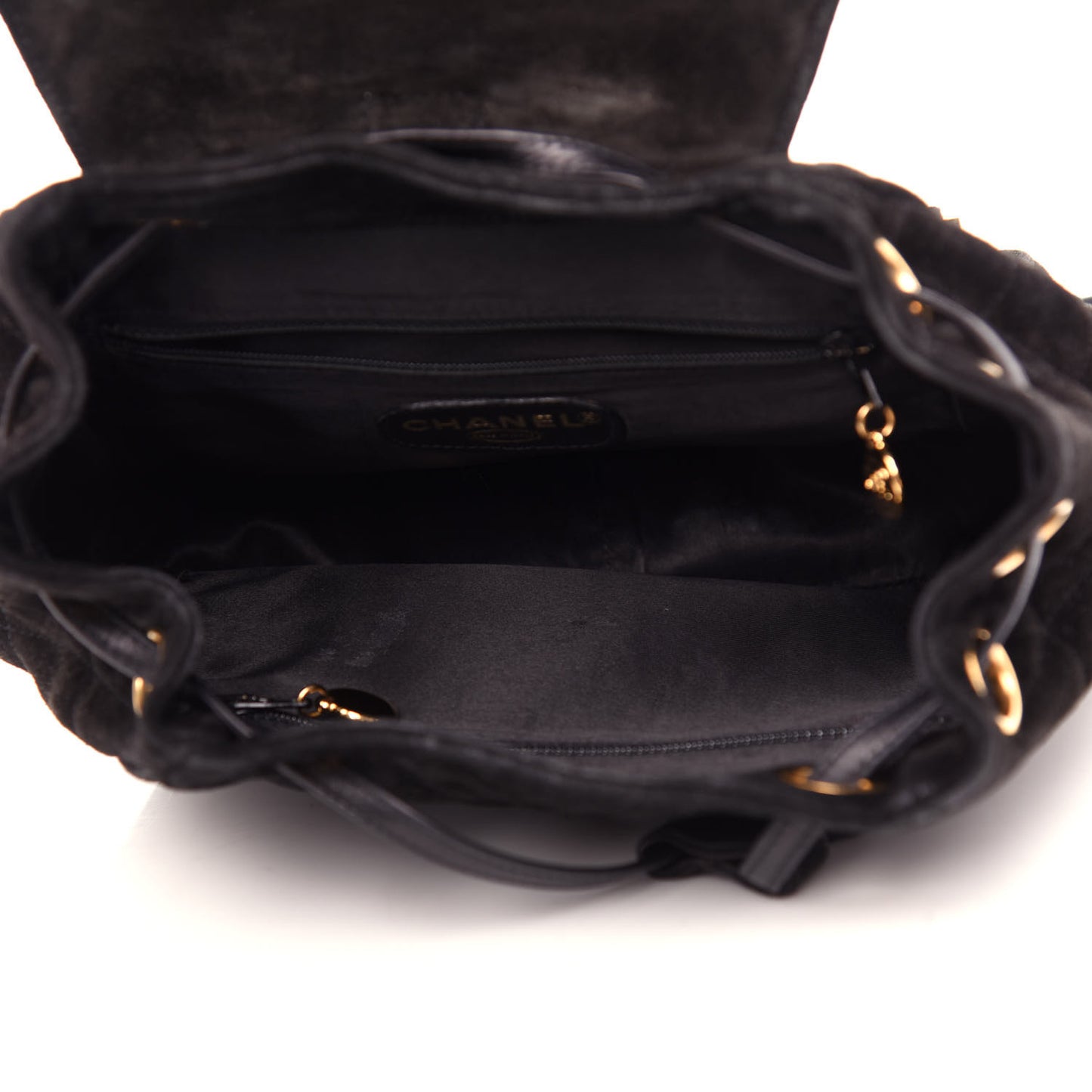 Suede Quilted Backpack Black