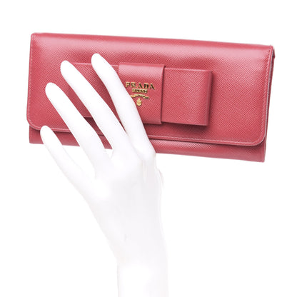 Prada Saffiano Bow Continental Wallet Peonia 2 of 8