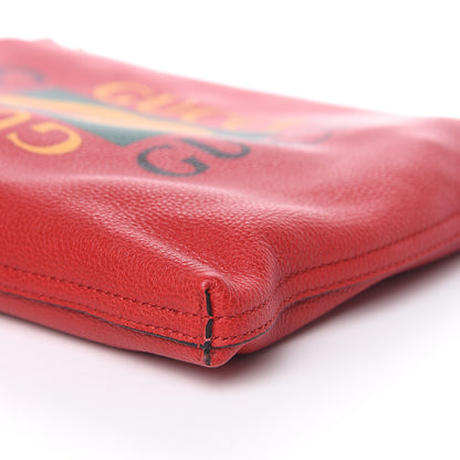 Gucci Pebbled Calfskin Medium Logo Portfolio Clutch Hibiscus Red 9 of 9