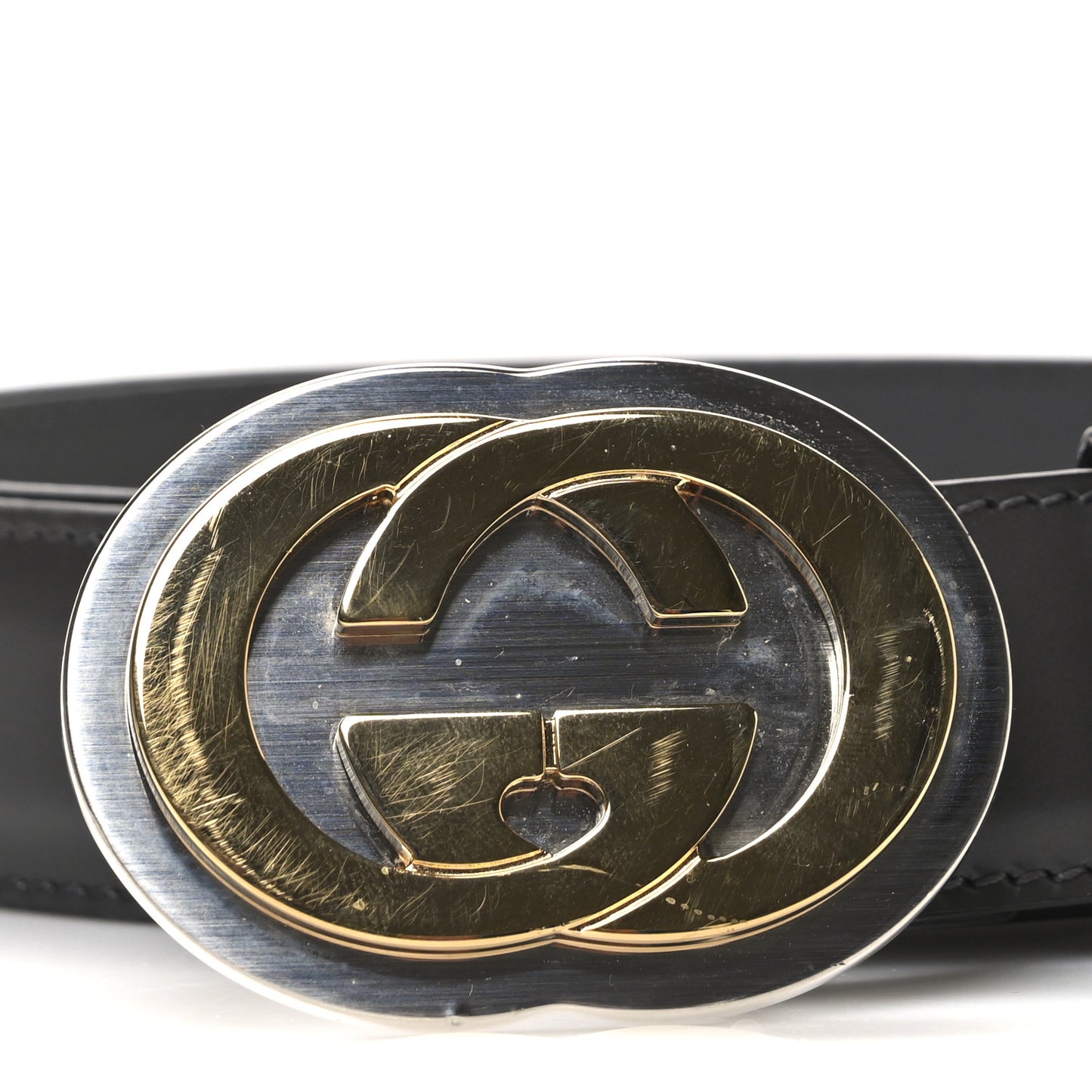 Smooth Calfskin Interlocking G Belt 95 38 Grey