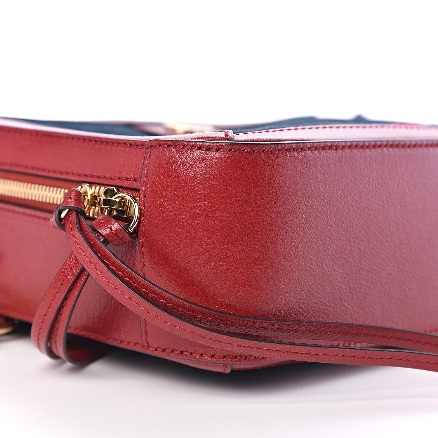 Gucci Suede Calfskin Web Small Ophidia Top Handle Shoulder Bag New Blue Romantic Cherry 7 of 9