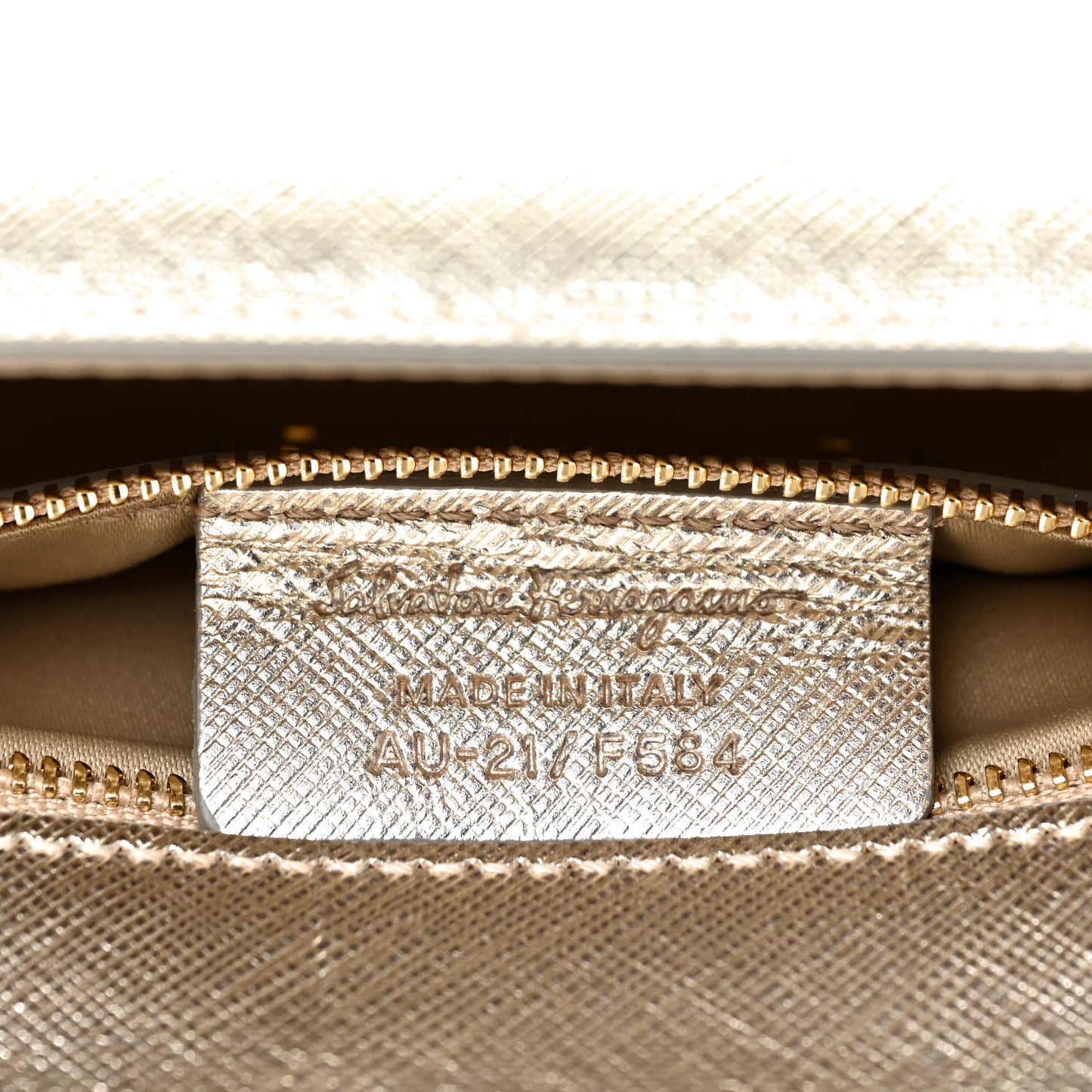 Metallic Hammered Calfskin Vara Bow Chain Flap Crossbody Silver Gold