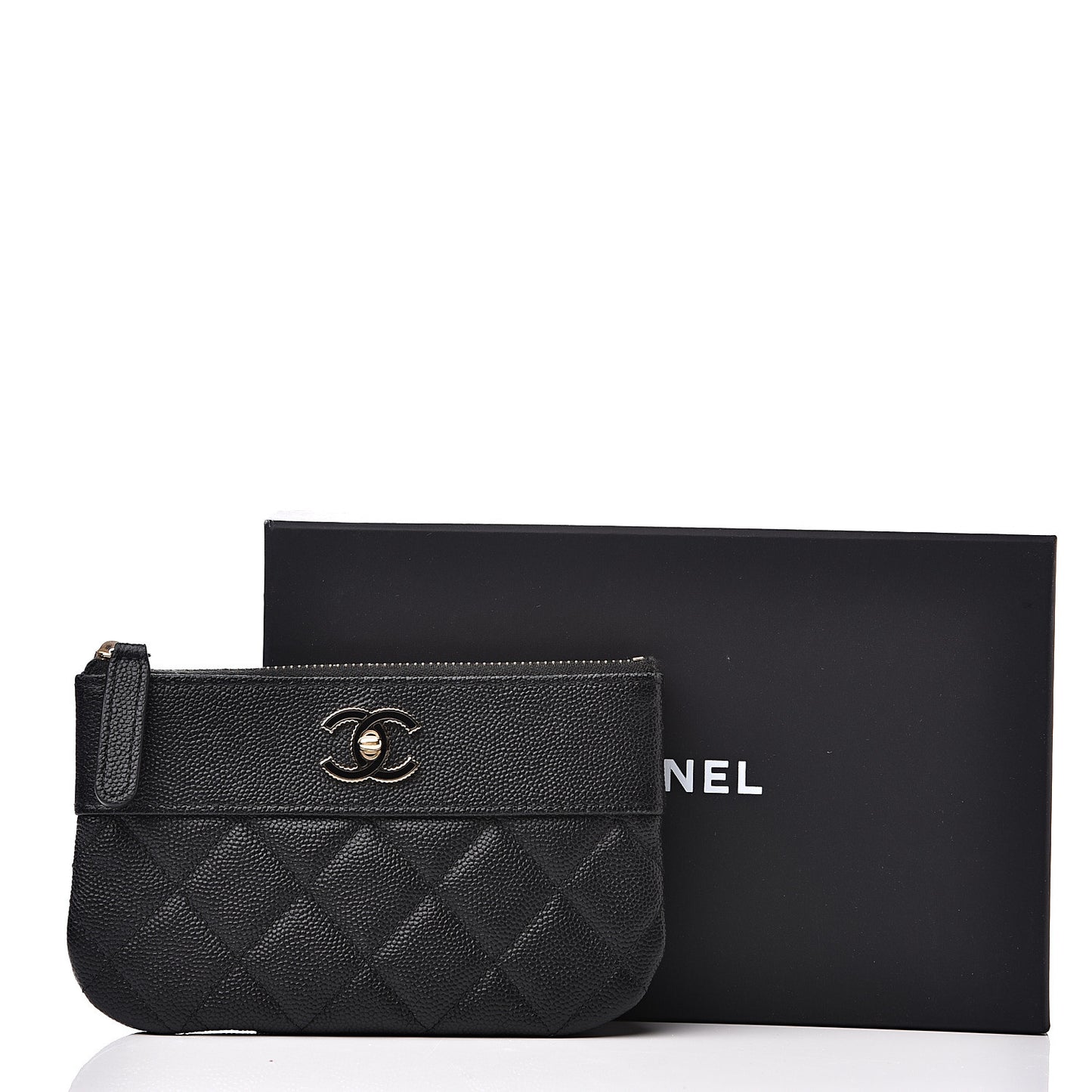 Caviar Quilted Small Vintage Mademoiselle Cosmetic Case Black