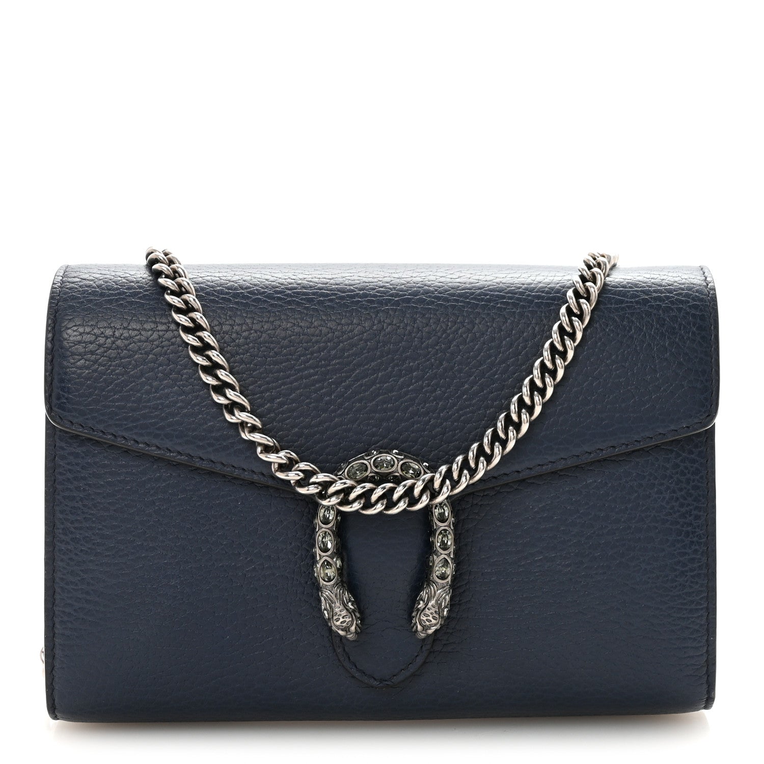 Gucci Dollar Calfskin Crystal Mini Dionysus Chain Wallet Blue Agata Black Diamond 1 of 10