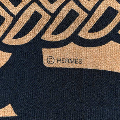 Hermes Cashmere Fantaisie D'Etriers Shawl 140 Caramel Caban Caramel Caban 4 of 4
