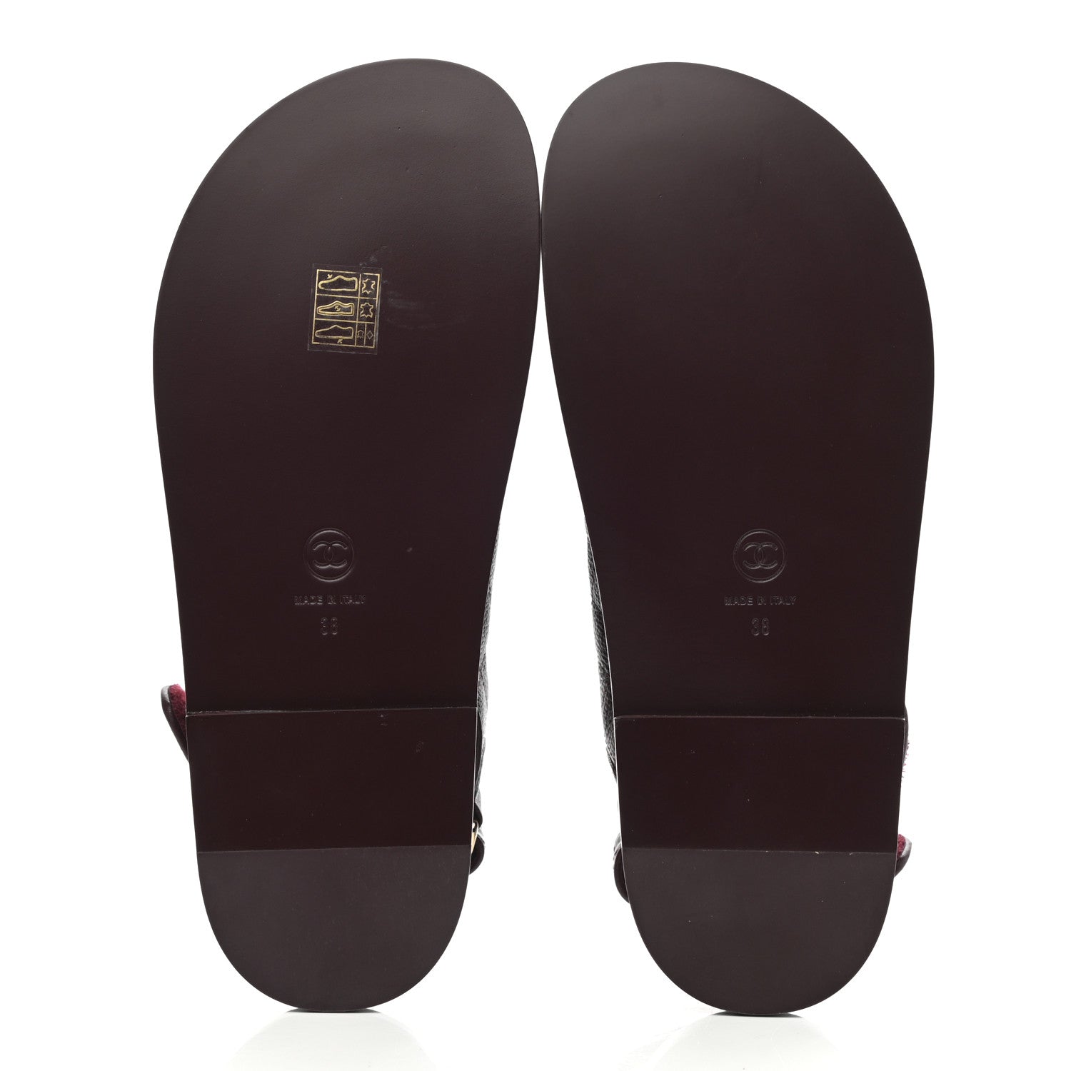 Chanel Grained Calfskin Quilted Velcro Dad Sandals 38 Burgundy 5 of 8