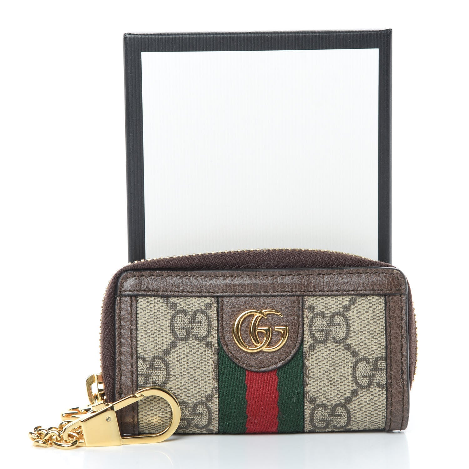 Gucci GG Supreme Monogram Web Ophidia Zip Around Key Case Beige New Acero 7 of 7