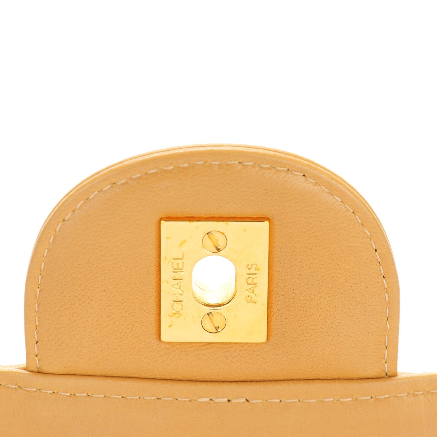 Lambskin Quilted Jumbo Single Flap Beige