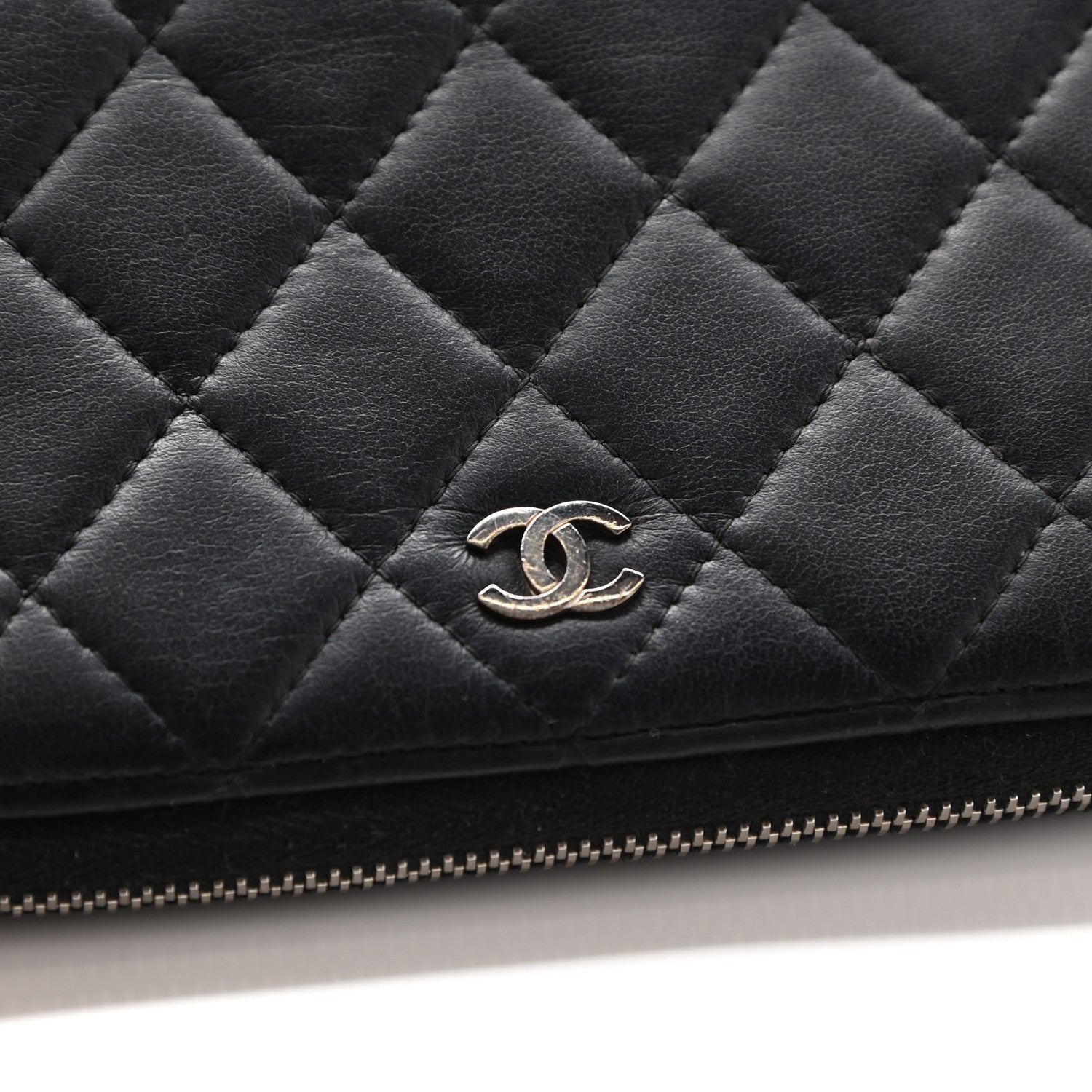 Chanel Lambskin Quilted Large Gusset Zip Around Wallet Black 11 of 11
