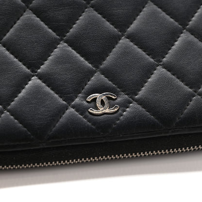 Chanel Lambskin Quilted Large Gusset Zip Around Wallet Black 11 of 11