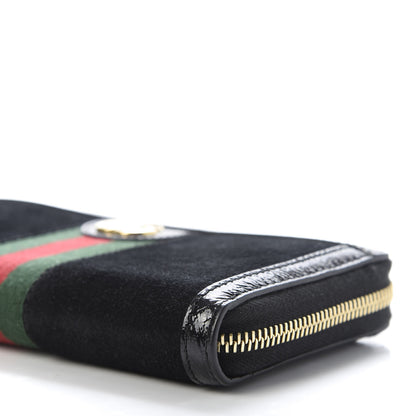 Gucci Suede Patent GG Web Ophidia Zip Around Wallet Black 7 of 9