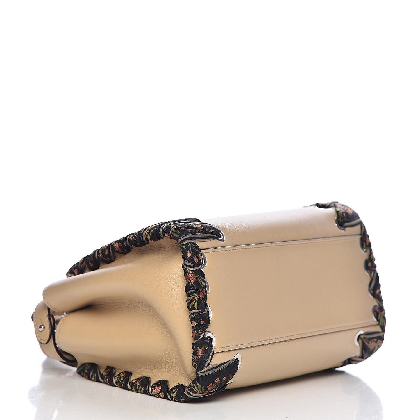 Nappa Ribbon Lace Up Mini Peekaboo Iconic Satchel Beige