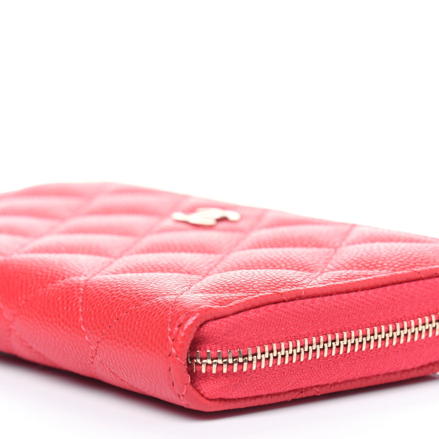 Caviar Quilted Small Gusset Zip Around Wallet Red