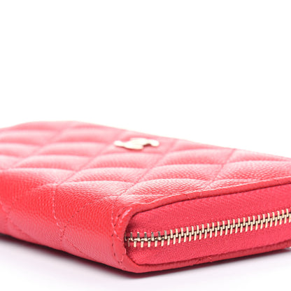Chanel Caviar Quilted Small Gusset Zip Around Wallet Red 10 of 13