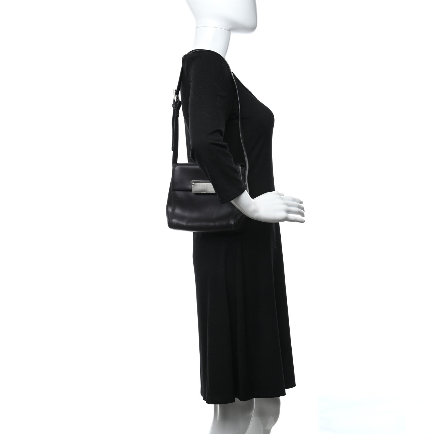 Prada Soft Calfskin Flap Crossbody Bag Black 2 of 10