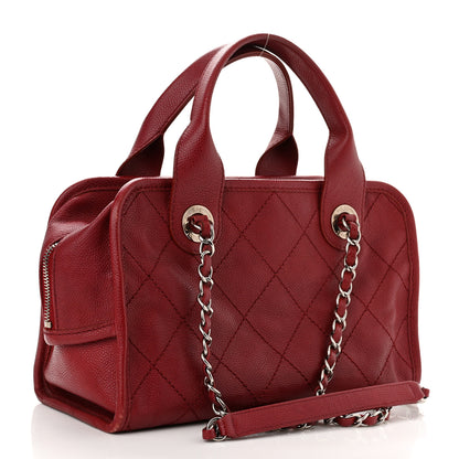 Chanel Caviar Quilted Small Deauville Bowling Bag Red 3 of 10