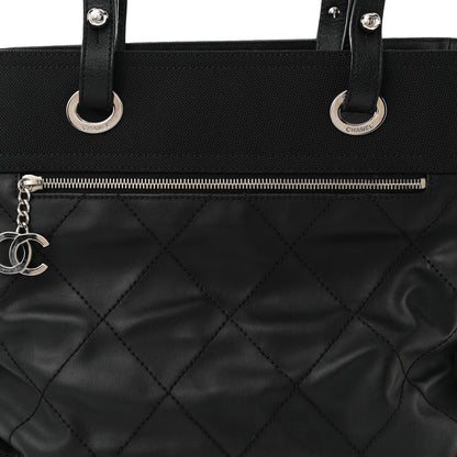 Chanel Coated Canvas Quilted Large Paris Biarritz Tote Black 9 of 13