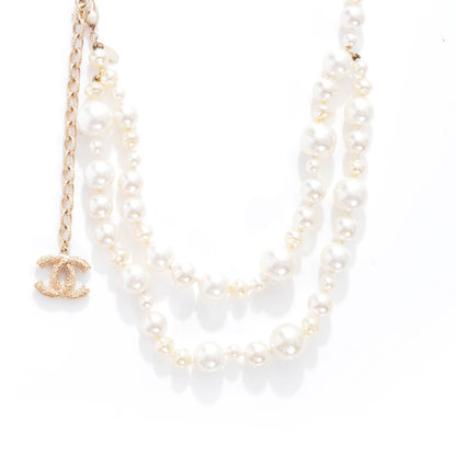 Chanel Irregular Pearl Double Strand CC Paris Shanghai Necklace Gold 1 of 5