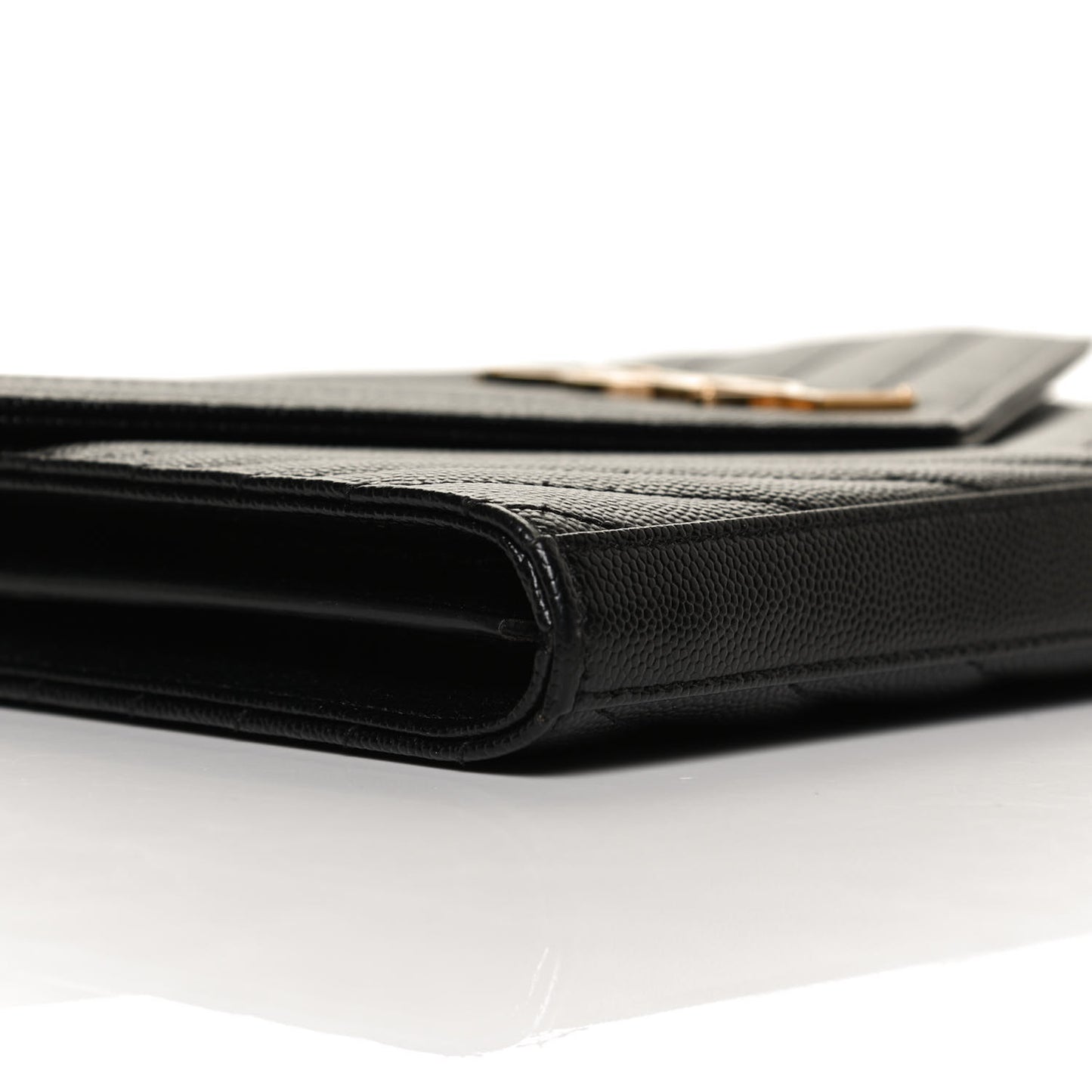 Grain De Poudre Matelasse Chevron Monogram Chain Wallet Black