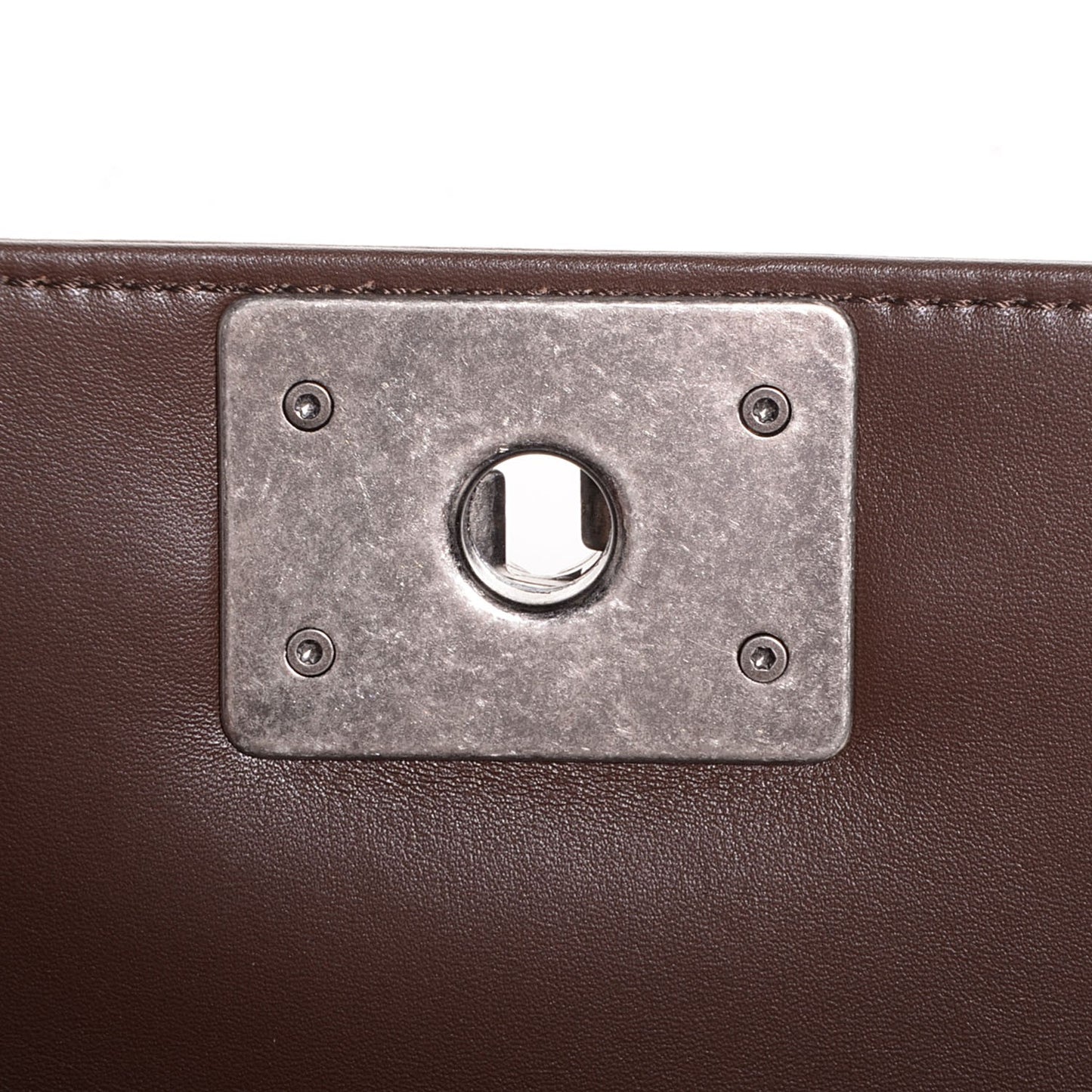 Faded Calfskin Studded Large Boy Flap Brown Beige